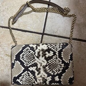 Kate Spade Black and Cream Snake Print Crossbody Bag